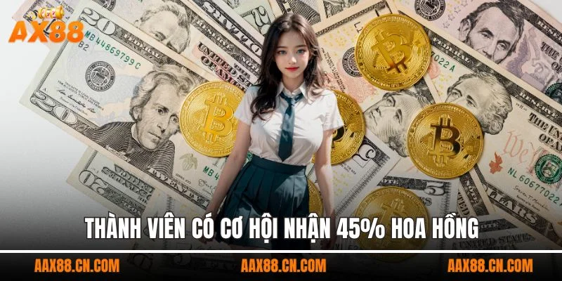 Thành viên có cơ hội nhận 45% hoa hồng